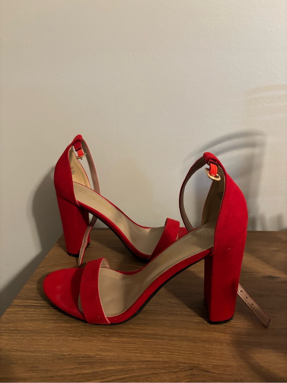 Dream Pairs Red Block Heel Ankle Strap Sandals